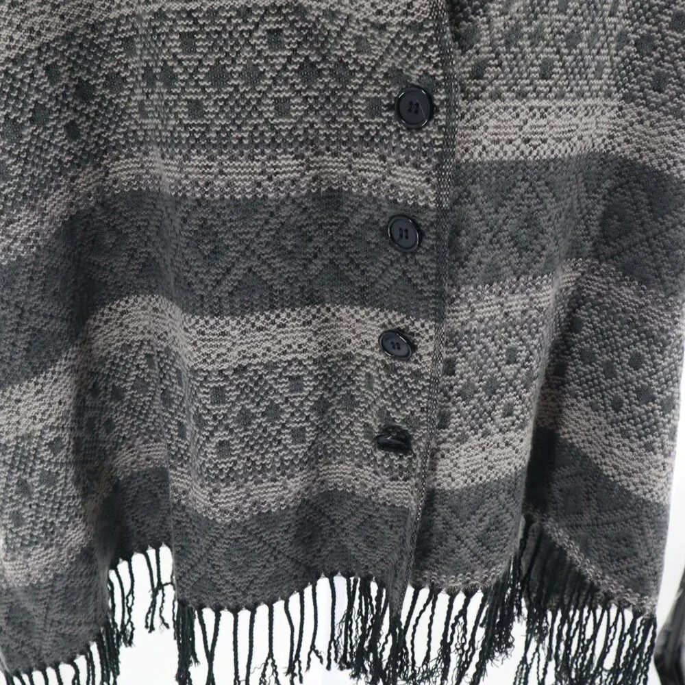 Aldo Button-Up Shawl Wrap Women's O/S Gray Fall Transitional Classic Career Warm